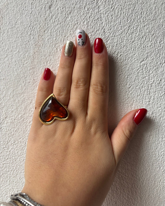 Anello cuore, effetto marmorizzato