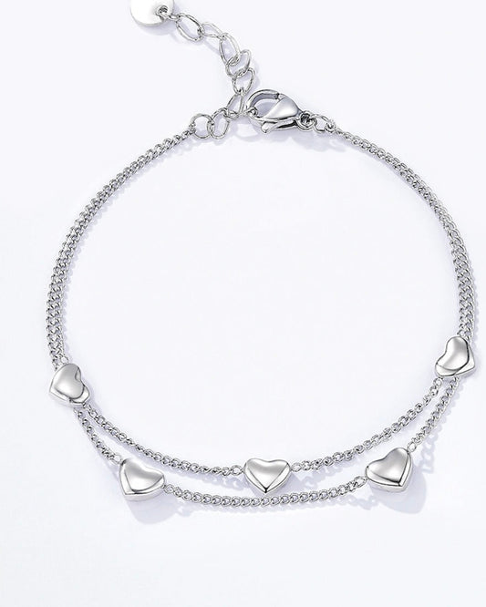 Bracciale con doppia catena di cuori