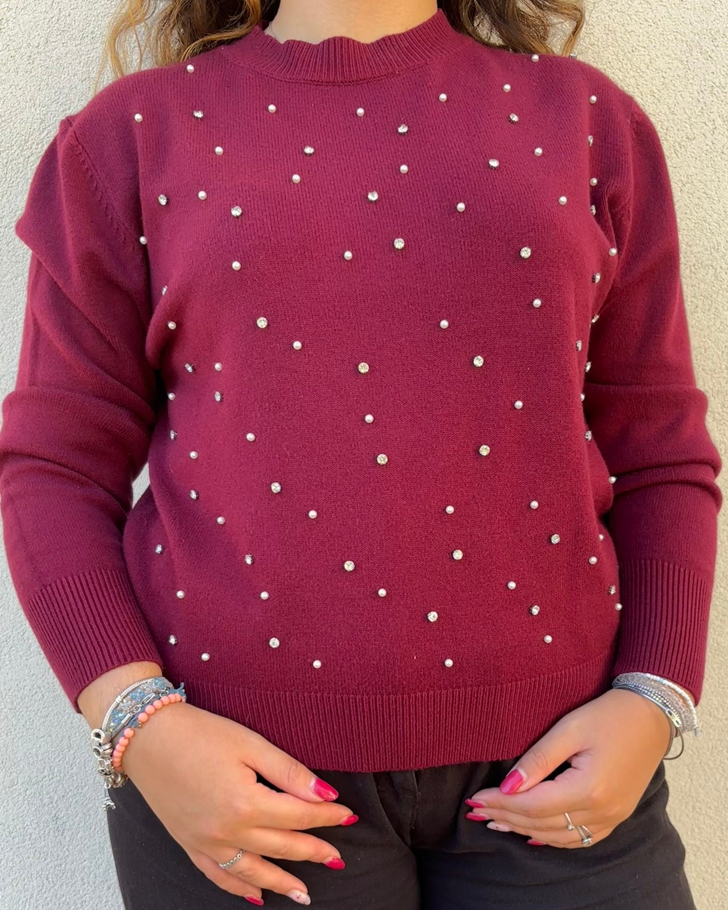 Maglione con perle
