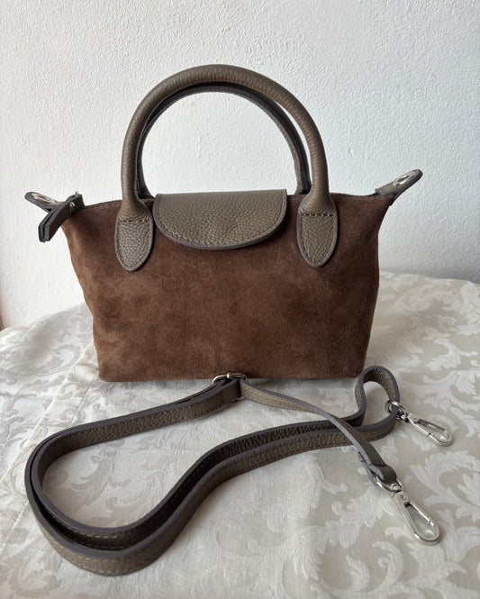 Borsa scamosciata in vera pelle