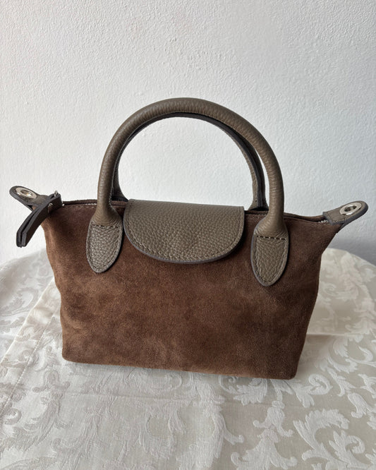 Borsa scamosciata in vera pelle