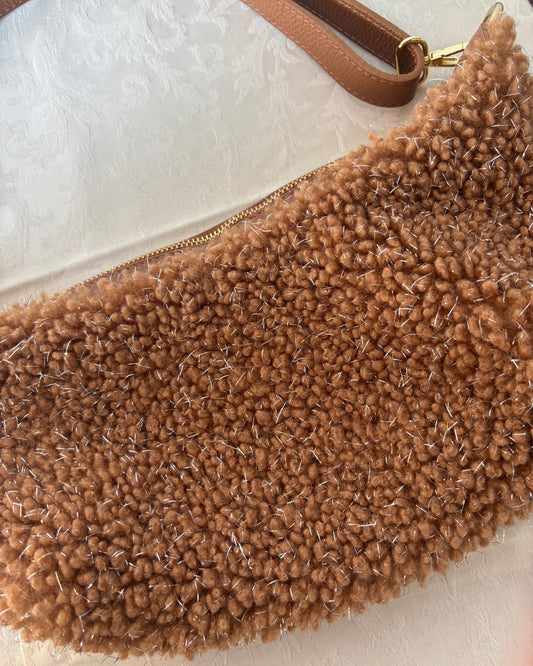 Borsa peluche in vera pelle